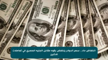 انخفاض حاد.. سعر الدولار ينخفض بقوة مقابل الجنيه المصري في تعاملات الاثنين